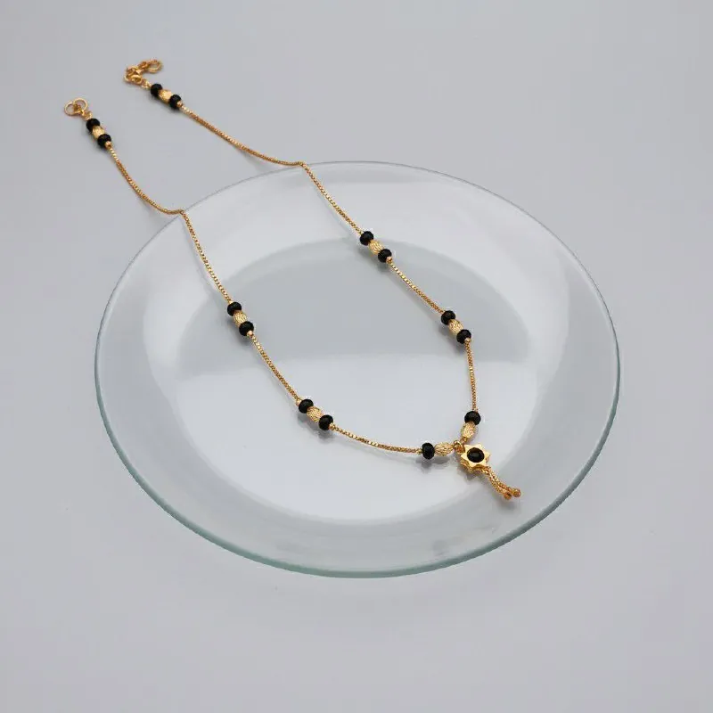 Black Bead Gold Pendant Dokiya Mangalsutra