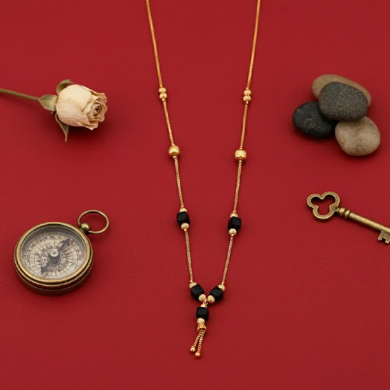 Black Cube Bead Gold Mangalsutra