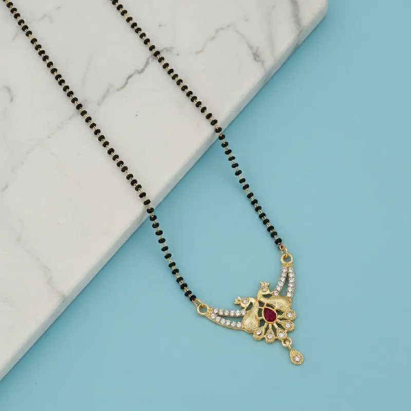 Gold Peacock Red Stone Mangalsutra