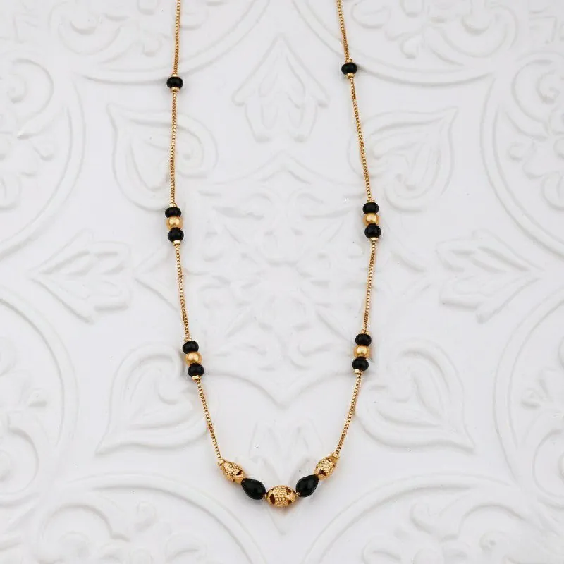 Gold Ball Black Bead Dokiya Mangalsutra