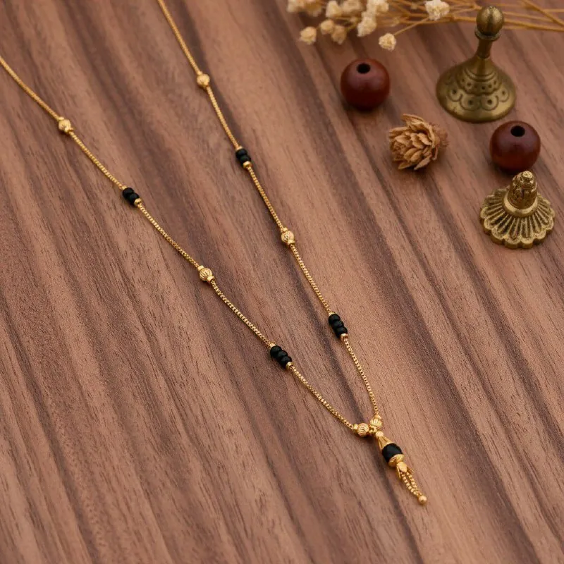 Black Bead Gold Tassel Dokiya Mangalsutra