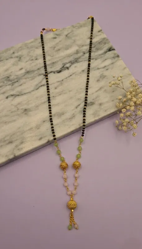 Green Pink Bead Filigree Dokiya Mangalsutra