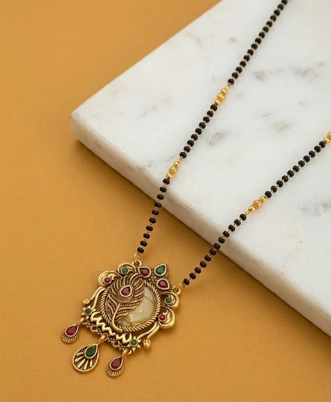Antique Gold Paisley Kundan Mangalsutra