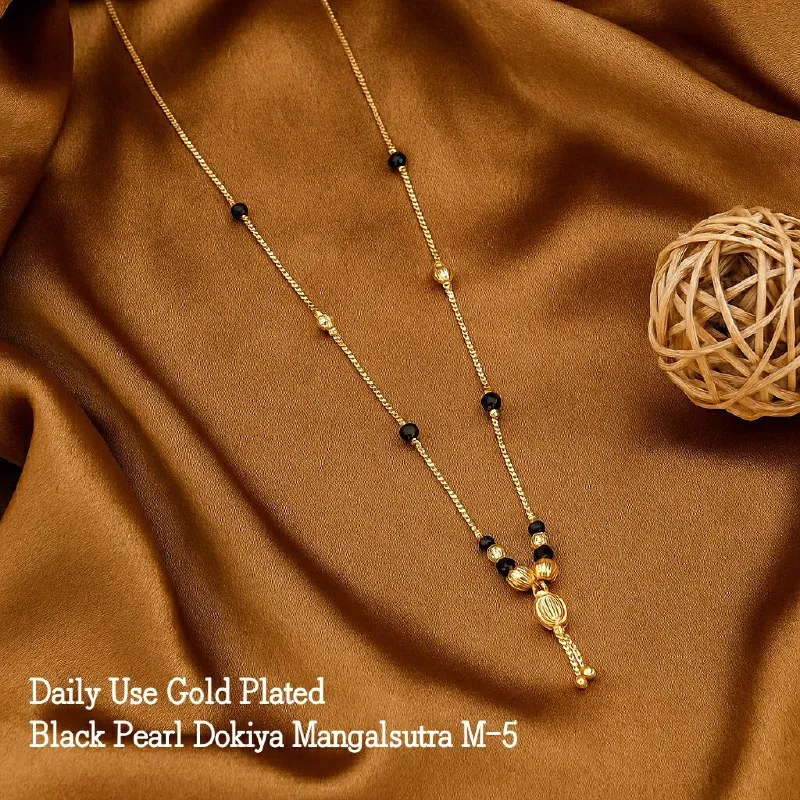 Gold Fluted Bead Black Dokiya Mangalsutra